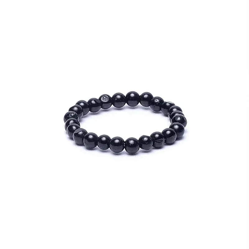 Edelsteen ring elastisch zwarte toermalijn - Mindfulshop - zwart