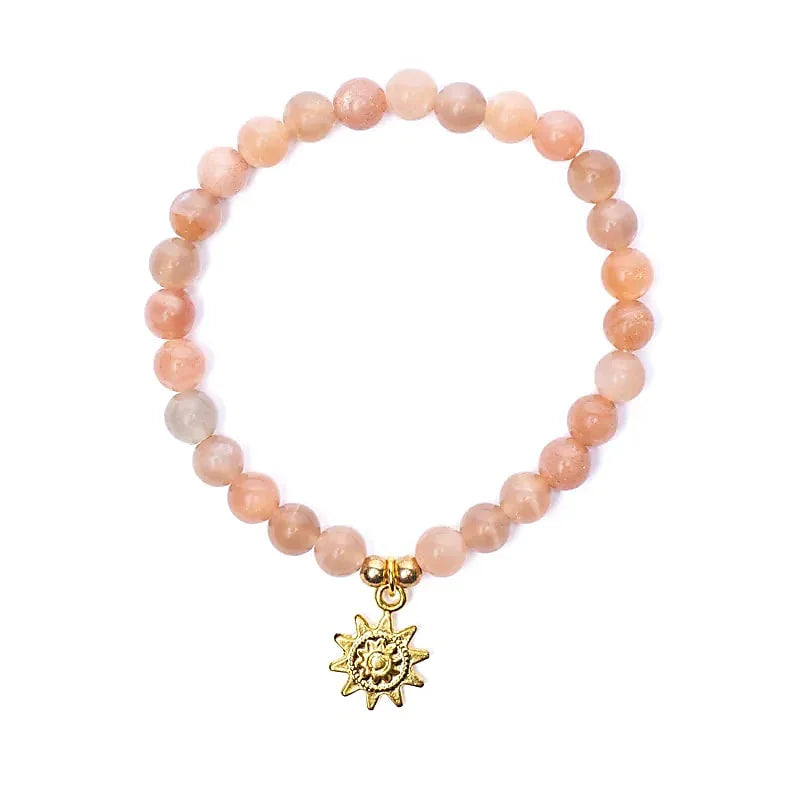 Edelsteen armband zonnesteen met zon bedel - Mindfulshop - roze