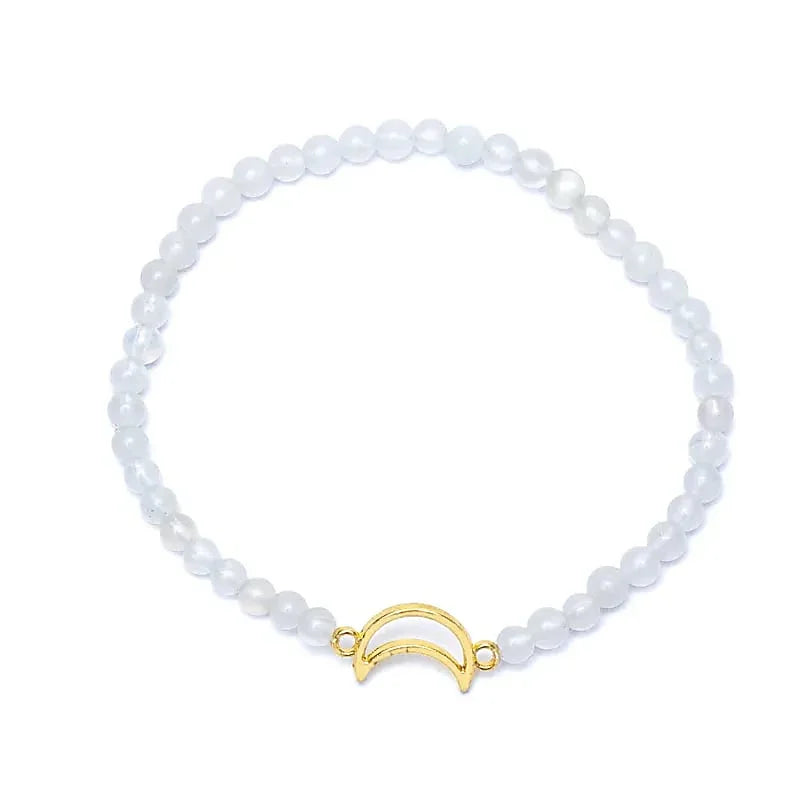Edelsteen armband maansteen met maan - Mindfulshop - wit