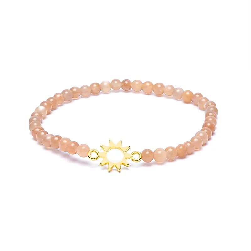 Edelsteen armband zonnesteen met zon - Mindfulshop - roze