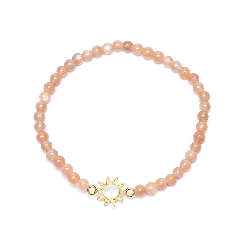 Edelsteen armband zonnesteen met zon - Mindfulshop - roze