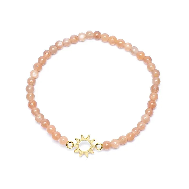 Edelsteen armband zonnesteen met zon - Mindfulshop - roze