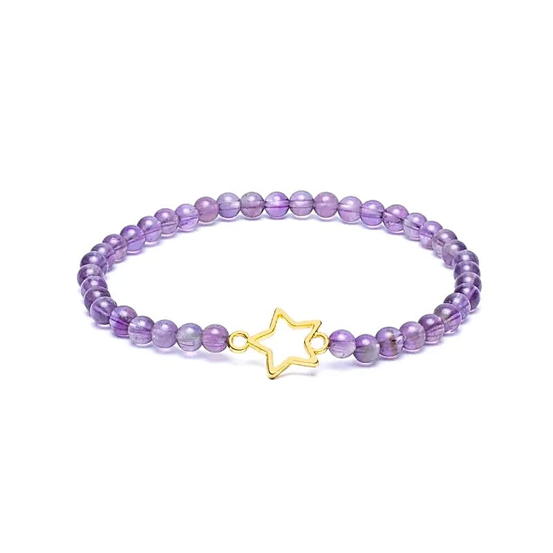 Edelsteen armband amethist met ster bedel - Mindfulshop - paars