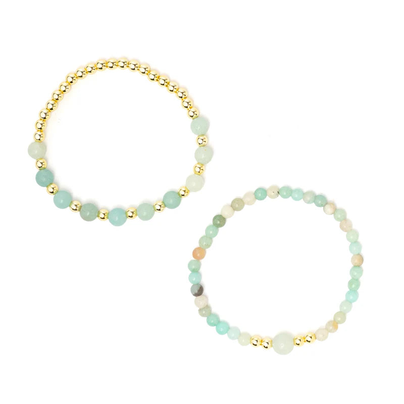 Edelsteen armband amazoniet & hematiet - set van 2