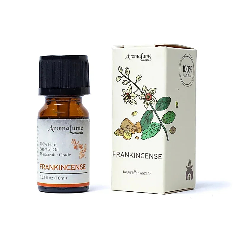 Aromafume Frankincense essentiΓ«le olie flesje en verpakking op witte achtergrond