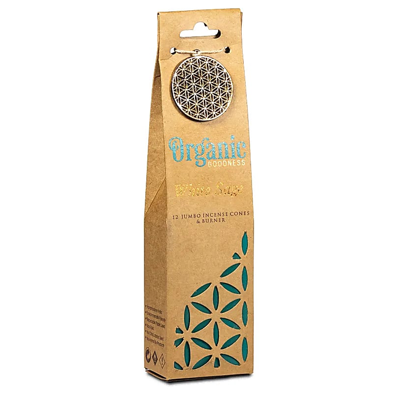 Wierookkegels witte salie + houder - Organic Goodness