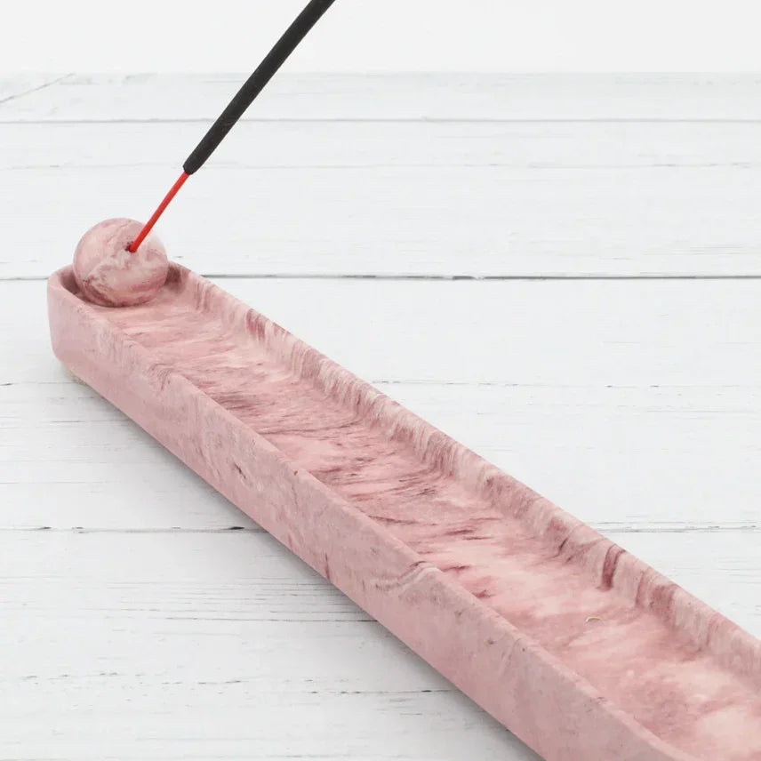 Wierookhouder handgemaakt jesmonite - pink marble