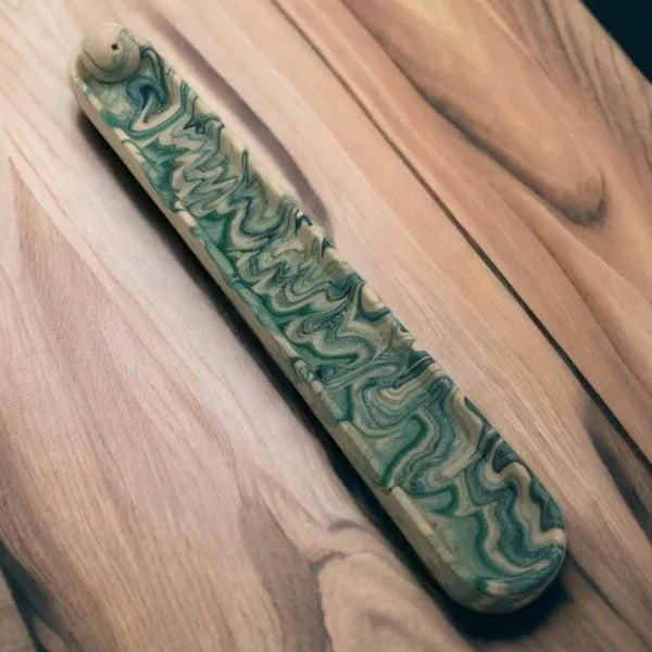 Wierookhouder handgemaakt jesmonite - green marble