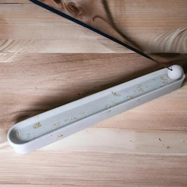 Wierookhouder handgemaakt jesmonite - grijs / goud