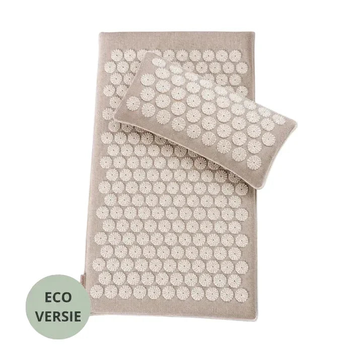 Eco acupressuurmat met kussen voor ontspanning en zelfzorg, ideaal voor yoga en meditatie