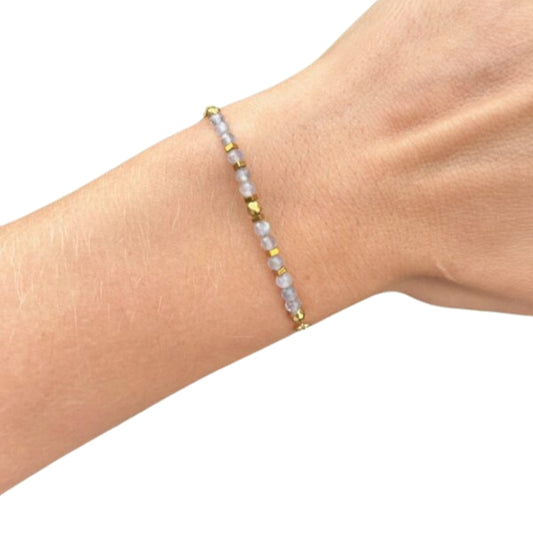Edelsteen armband labradoriet verstelbaar goldplated