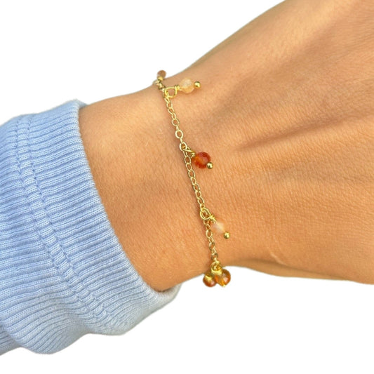 Edelsteen armband carneool goldplated
