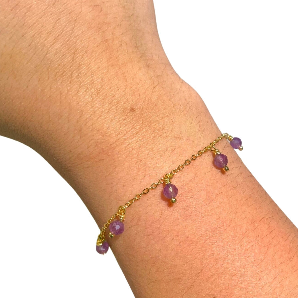 Edelsteen armband amethist goldplated
