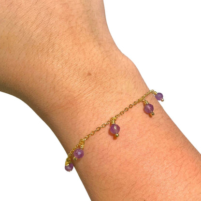 Edelsteen armband amethist goldplated