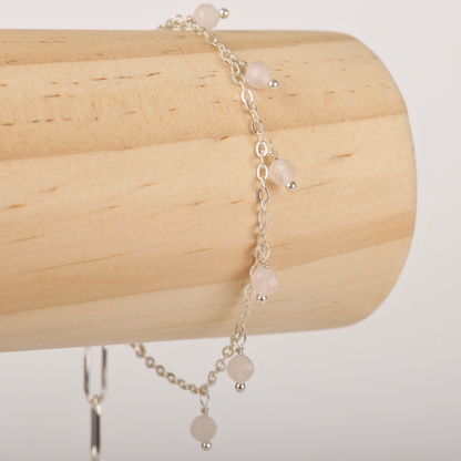 Edelsteen armband rozekwarts bedels
