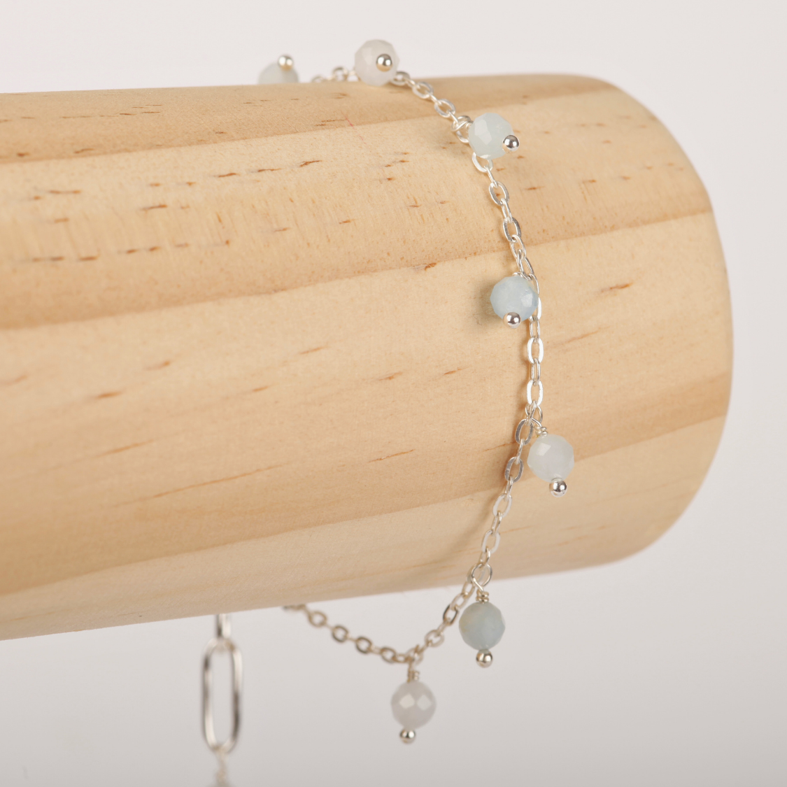 Edelsteen armband aquamarijn bedels