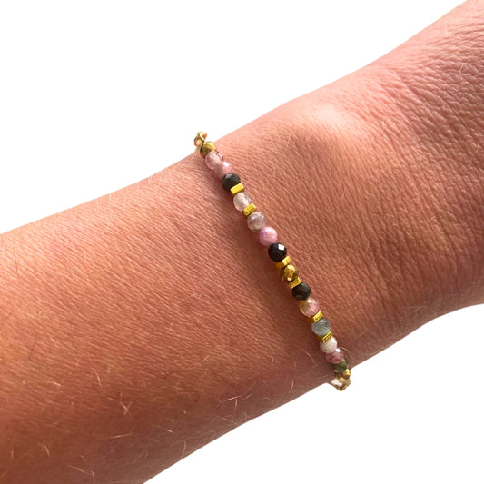 Edelsteen armband toermalijn verstelbaar