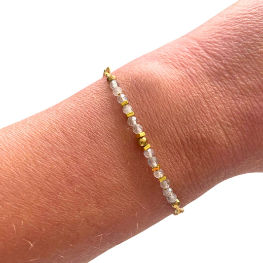 Edelsteen armband amazoniet verstelbaar goldplated