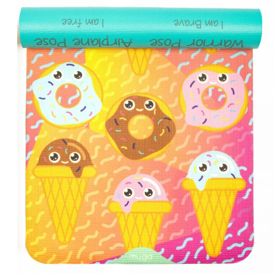 Yogamat voor kinderen dubbelzijdig 6mm - Myga - sweet tooth