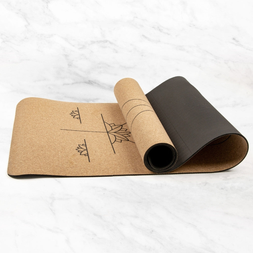 Yogamat kurk alignment extra groot 6mm - Myga