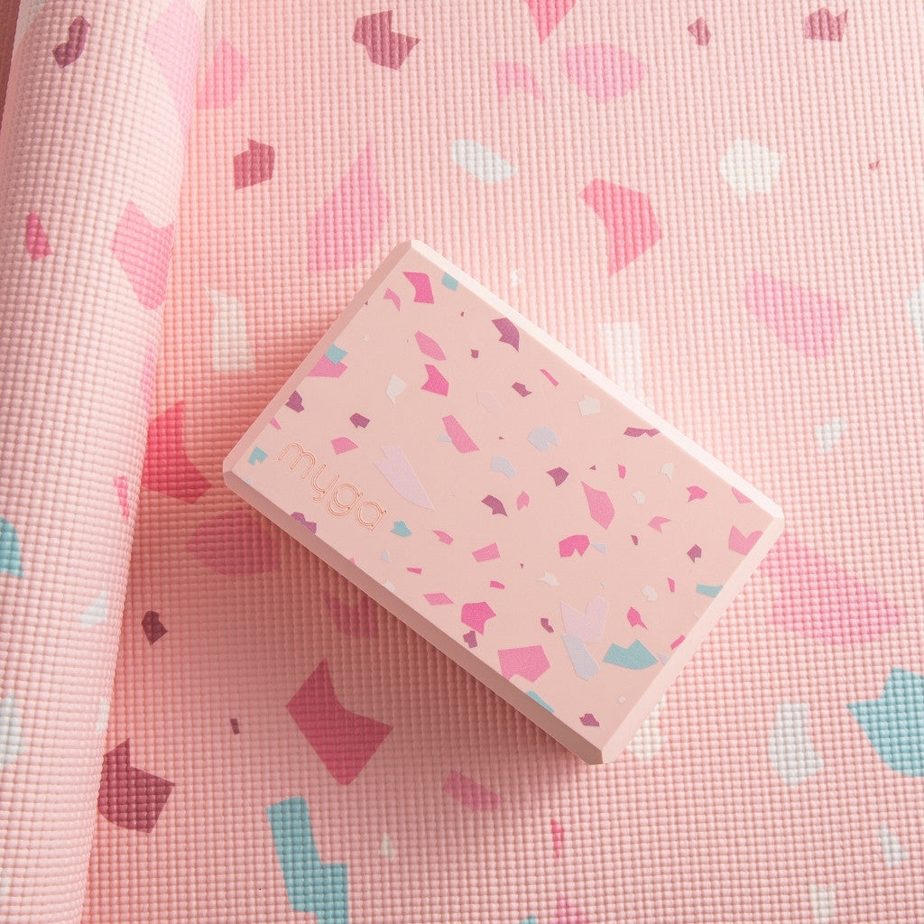 Yogablok foam Terrazzo - Myga - roze