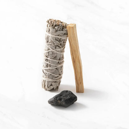 Smudge set met witte salie, palo santo & zwarte toermalijn - Myga - The Mindfulshop