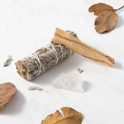 Smudge set met witte salie, palo santo & bergkristal - Myga