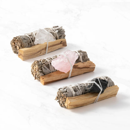 Smudge set met witte salie, palo santo & bergkristal - Myga