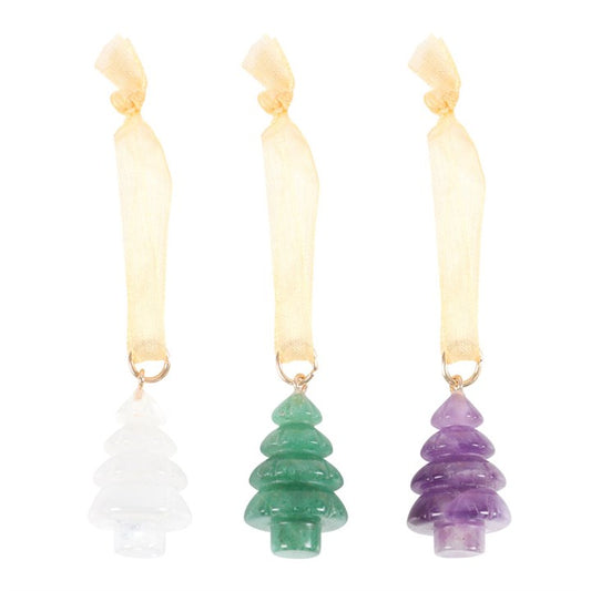 Edelstenen kerstboom hangers - set van 3
