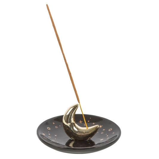 Wierookhouder gouden maan - zwart