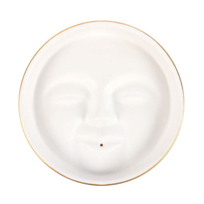 Wierookstokhouder moon face - wit