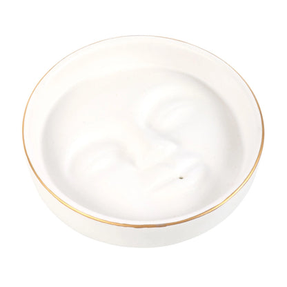 Wierookhouder moon face - wit