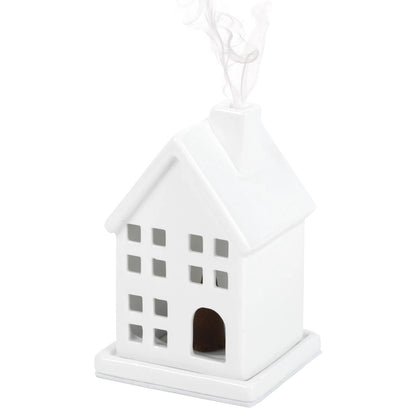 Wierookkegelhouder huis - wit