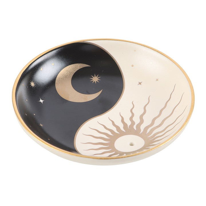 Wierookhouder yin yang met zon en maan - zwart / wit
