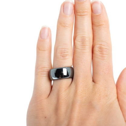 Edelsteen ring hematiet 10 mm - Mindfulshop - zwart