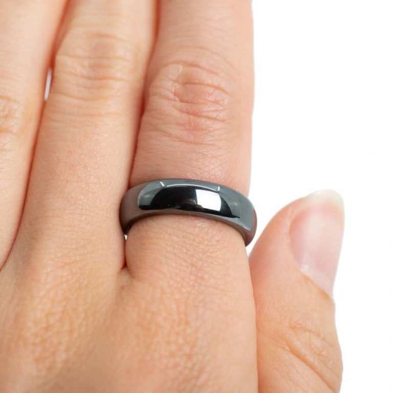 Edelsteen ring hematiet 6 mm - Mindfulshop - zwart