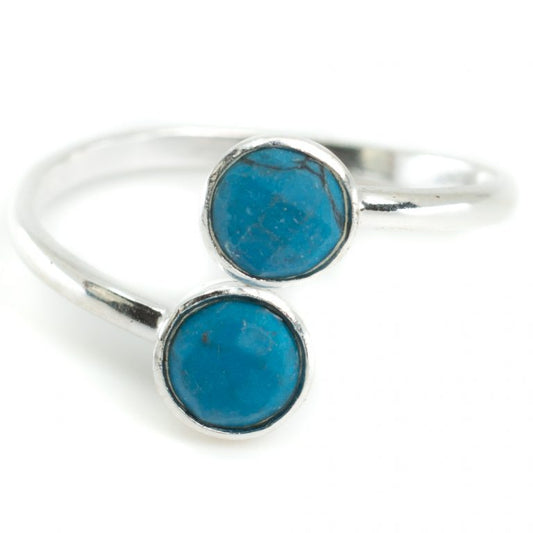 Geboortesteen ring turkoois december verstelbaar - Mindfulshop - zilver