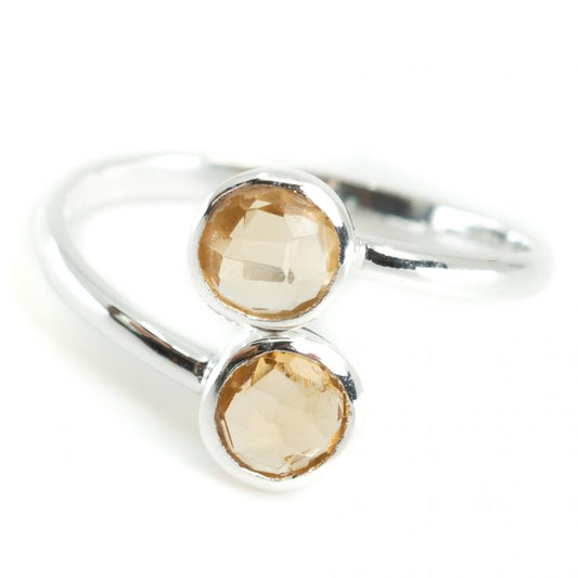Geboortesteen ring citrien november verstelbaar - Mindfulshop - zilver