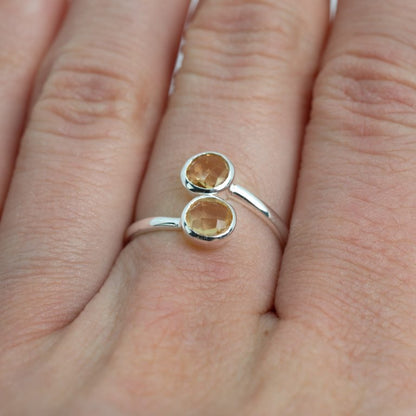 Geboortesteen ring citrien november verstelbaar - Mindfulshop - zilver