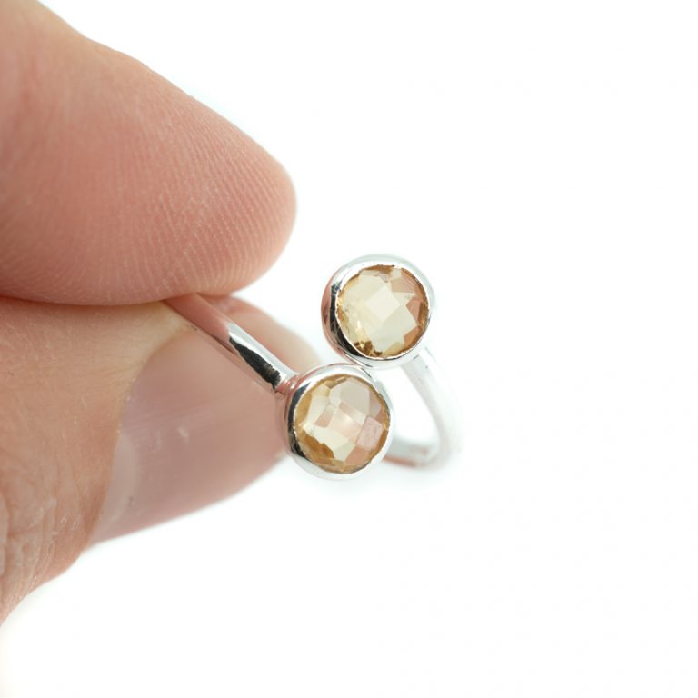 Geboortesteen ring citrien november verstelbaar - Mindfulshop - zilver