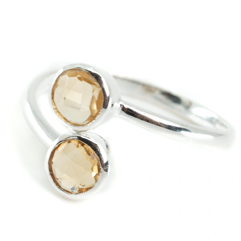 Geboortesteen ring citrien november verstelbaar - Mindfulshop - zilver
