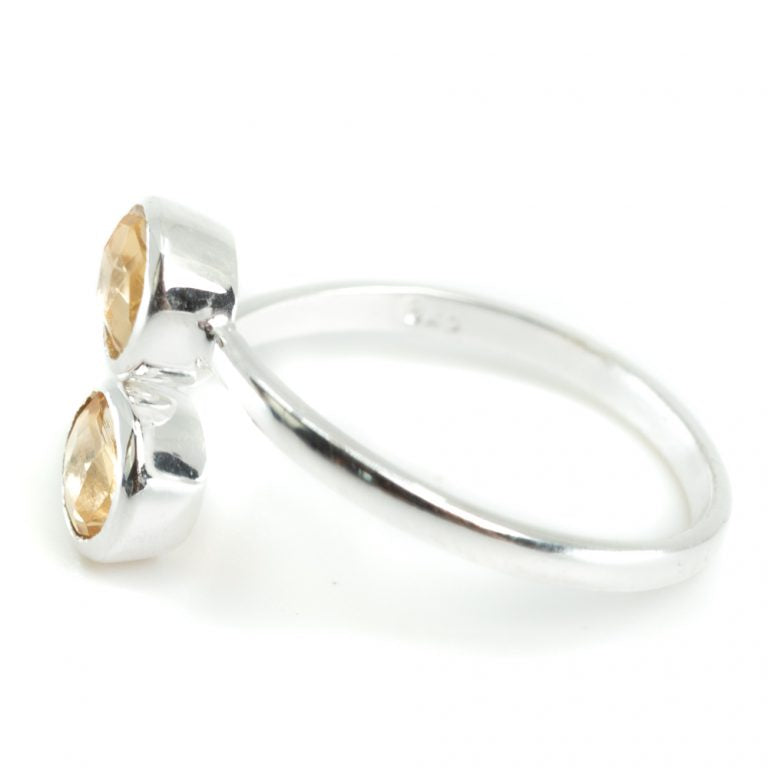 Geboortesteen ring citrien november verstelbaar - Mindfulshop - zilver