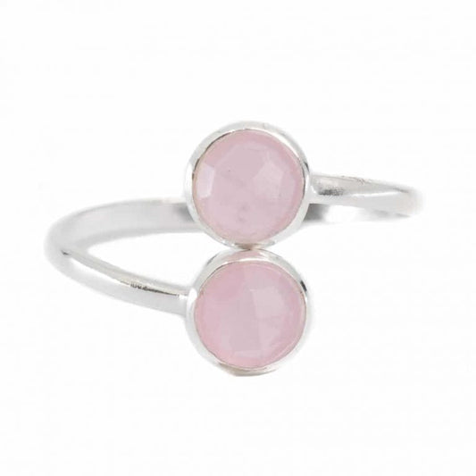 Geboortesteen ring rozenkwarts oktober verstelbaar - Mindfulshop - zilver