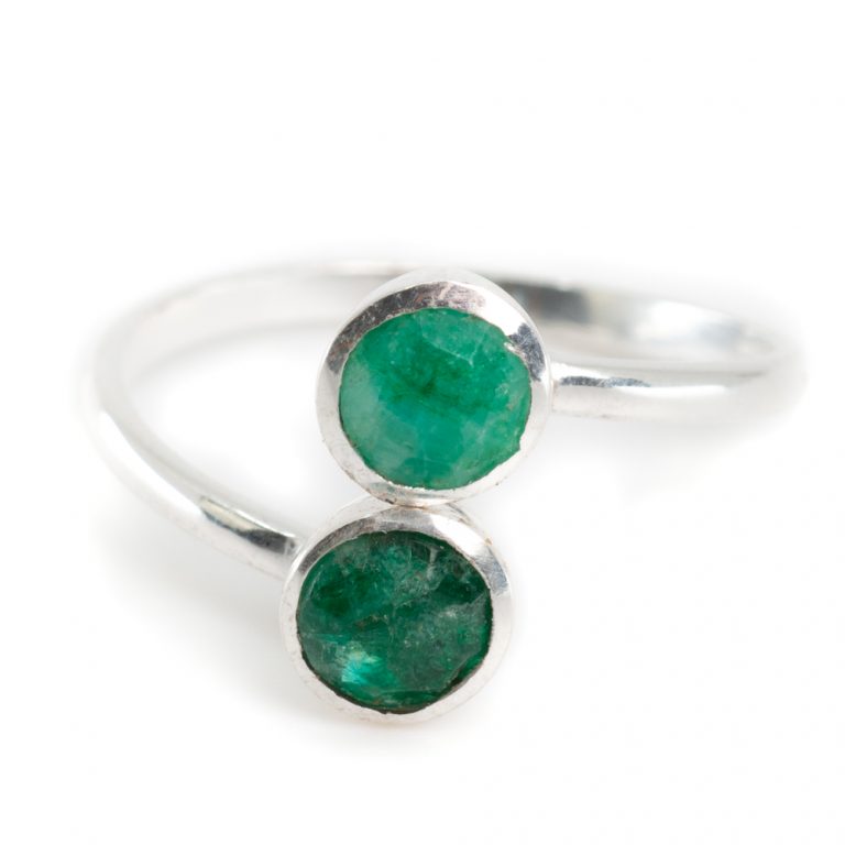 Geboortesteen ring smaragd mei verstelbaar - Mindfulshop - zilver