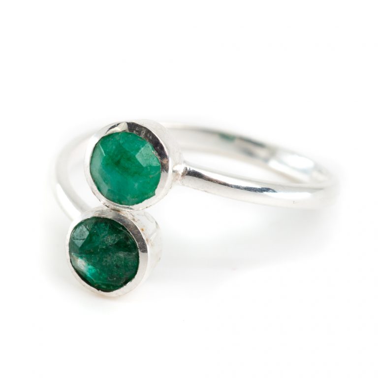 Geboortesteen ring smaragd mei verstelbaar - Mindfulshop - zilver
