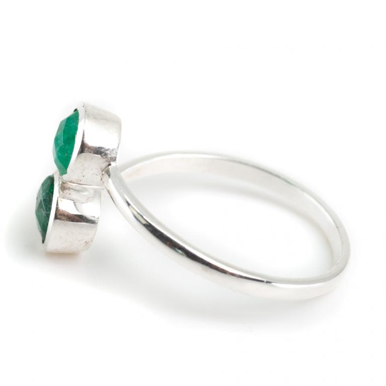 Geboortesteen ring smaragd mei verstelbaar - Mindfulshop - zilver