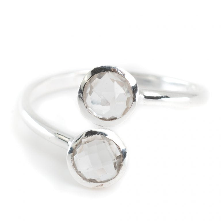 Geboortesteen ring bergkristal april verstelbaar - Mindfulshop - zilver