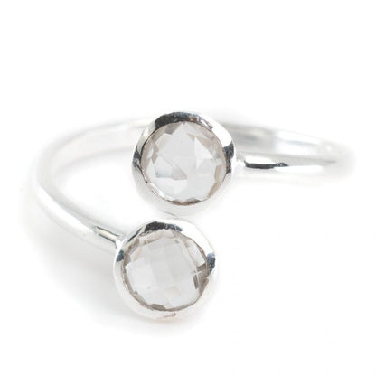 Geboortesteen ring bergkristal april verstelbaar - Mindfulshop - zilver