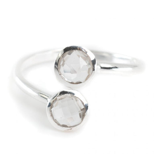 Geboortesteen ring bergkristal april verstelbaar - Mindfulshop - zilver