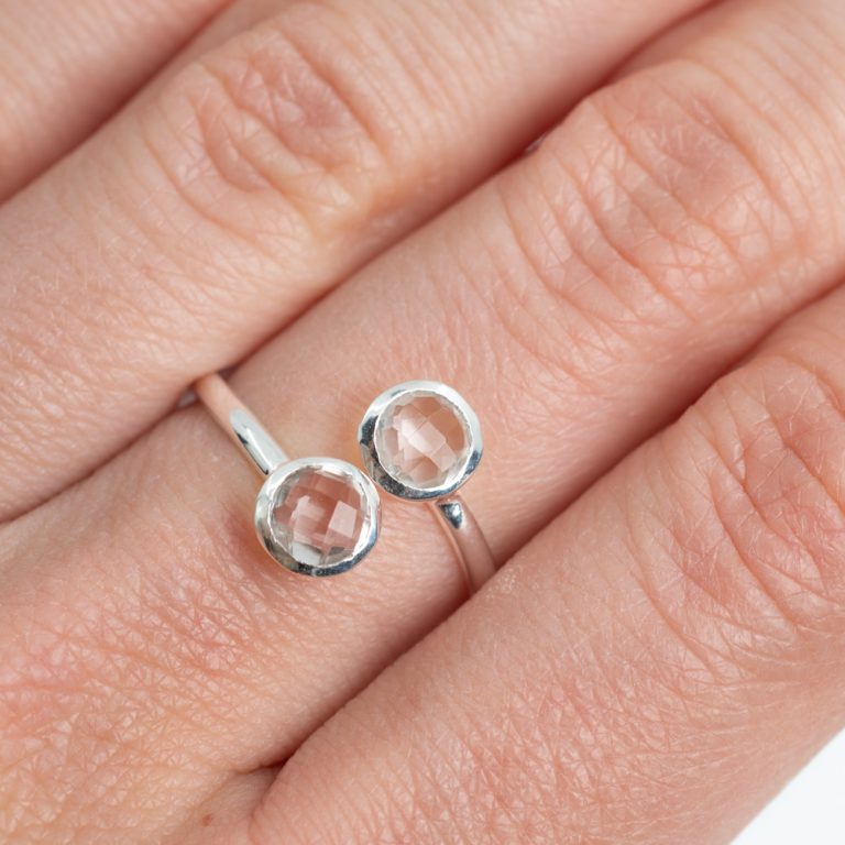 Geboortesteen ring bergkristal april verstelbaar - Mindfulshop - zilver